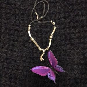 Black Rope Silver Charm Necklace